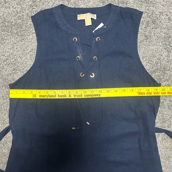Michael Kors Dress Size Large Linen Navy - Picture 4 of 15